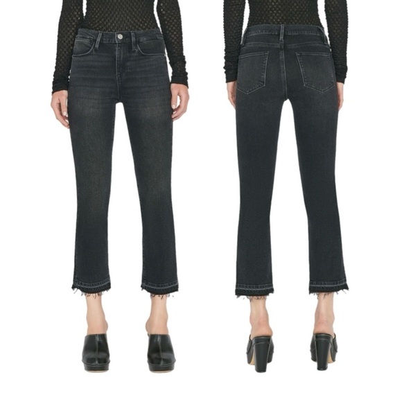 Frame Denim Denim - Frame Denim Le High Straight Released Hem Condor Distressed Black Wash Size 25